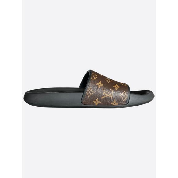 Louis Vuitton Black & Brown Monogram Waterfront Mules - Picture 1 of 7